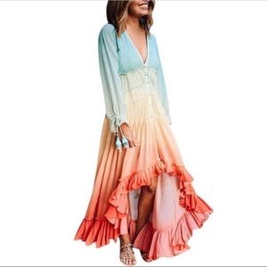 Bohemian Rainbow 🌈 Maxi Dress